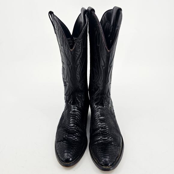 Vintage Laredo Black 13" Python Snakeskin Cowboy Western Boot Mens 8 EE W 10 N - Picture 2 of 14